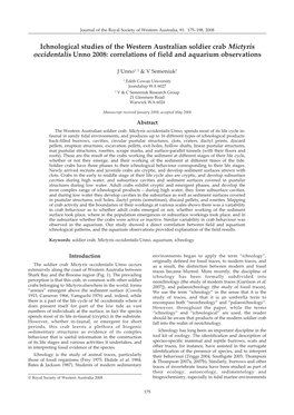 Ichnological Studies of the Western Australian Soldier Crab Mictyris Occidentalis Unno 2008: Correlations of Field and Aquarium Observations