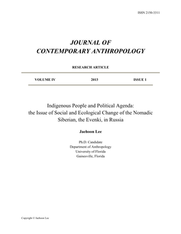 Indigenous People and Political Agenda: the Issue of Social and Ecological Change of the Nomadic Siberian, the Evenki, in Russia