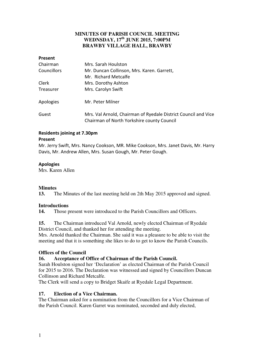 Barugh Parish Council Minutes 17-06-14