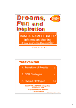 BANDAI NAMCO GROUP Information Meeting (Fiscal Year Ended March 2007)