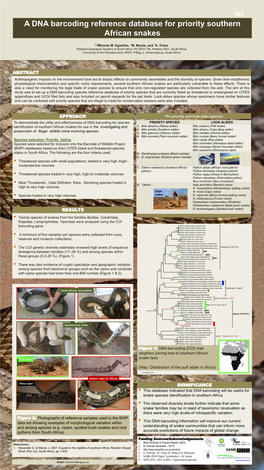A DNA Barcoding Reference Database for Priority Southern African Snakes