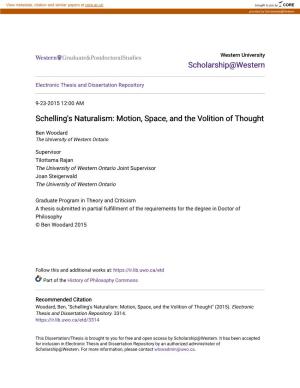 Schelling's Naturalism: Motion, Space, and the Volition of Thought