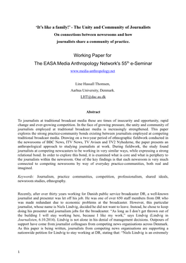 Working Paper for the EASA Media Anthropology Network's 55Th E-Seminar