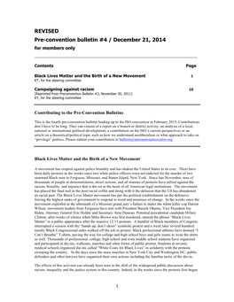 REVISED Pre-Convention Bulletin #4 / December 21, 2014 for Members Only ______