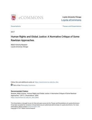 Human Rights and Global Justice: a Normative Critique of Some Rawlsian Approaches