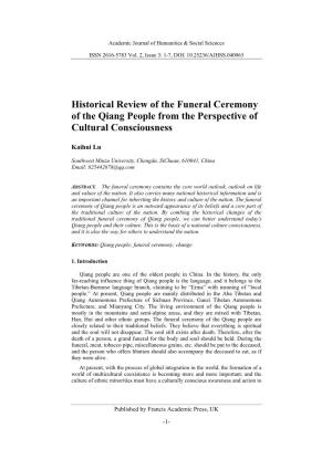 Historical Review of the Funeral Ceremony of the Qiang People from the Perspective of Cultural Consciousness