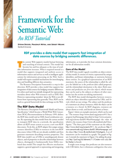 Framework for the Semantic Web: an RDF Tutorial