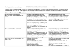 From Papyrus to Stone Paper and Beyond REFLECTION TOOL for TEACHERS and STUDENTS NAME This Sheet Should Be Used to Encou