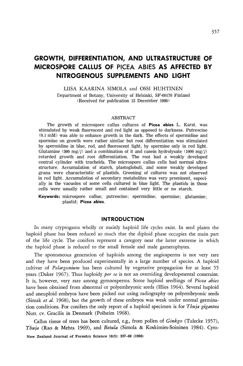 Growth Differentiation and Ultrastructure of Microspore