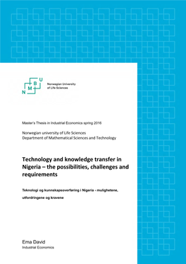 Technology and Knowledge Transfer in Nigeria – the Possibilities, Challenges and Requirements