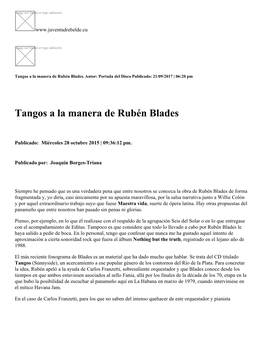 Tangos a La Manera De Rubén Blades