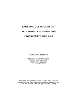 Evolving Cuban-Caricom Relations: A