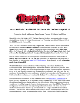 103.5 the Beat Presents the 2014 Beat Down on June 12