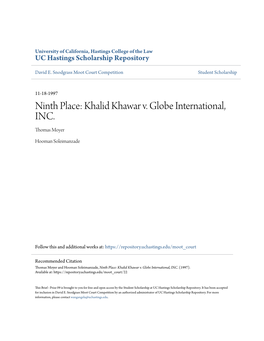 Khalid Khawar V. Globe International, INC. Thomas Moyer