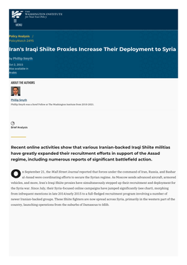 Iran's Iraqi Shiite Proxies Increase Their Deployment to Syria | the Washington Institute