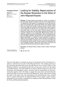 Repercussions of the Russian Revolution in the Work of John Maynard Keynes 479