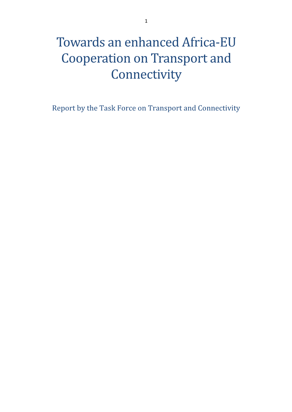 Towards an Enhanced Africa-EU Cooperation on Transport and Connectivity