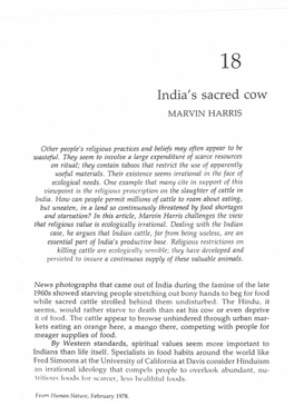 India's Sacred Cow MARVIN HARRIS