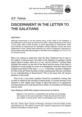 Discernment in the Letter to the Galatians