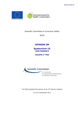 Opinion of the Scientific Committee on Consumer Safety on Quaternium-15