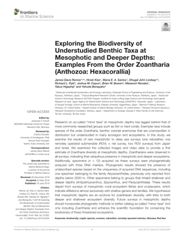 Exploring the Biodiversity of Understudied Benthic Taxa at Mesophotic and Deeper Depths: Examples from the Order Zoantharia (Anthozoa: Hexacorallia)