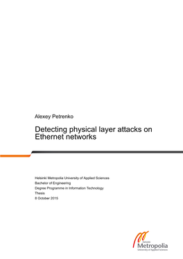 Detecting Physical Layer Attacks on Ethernet Networks