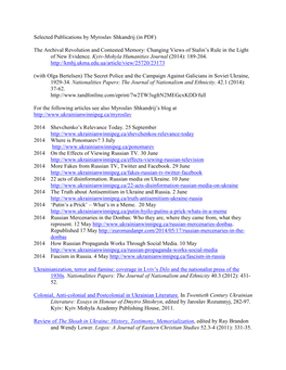 Selected Publications by Myroslav Shkandrij (In PDF)