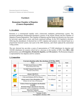 Factsheet: Romanian Chamber of Deputies (Camera Deputaţilor)