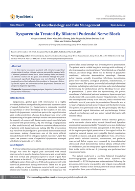 Dyspareunia Treated by Bilateral Pudendal Nerve Block Gregory Amend, Yimei Miao, Felix Cheung, John Fitzgerald, Brian Durkin, S