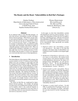 The Beauty and the Beast: Vulnerabilities in Red Hat's Packages