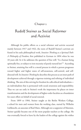 Rudolf Steiner As Social Reformer and Activist