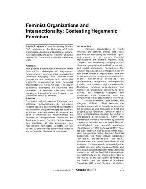 Feminist Organizations and Intersectionality: Contesting Hegemonic Feminism