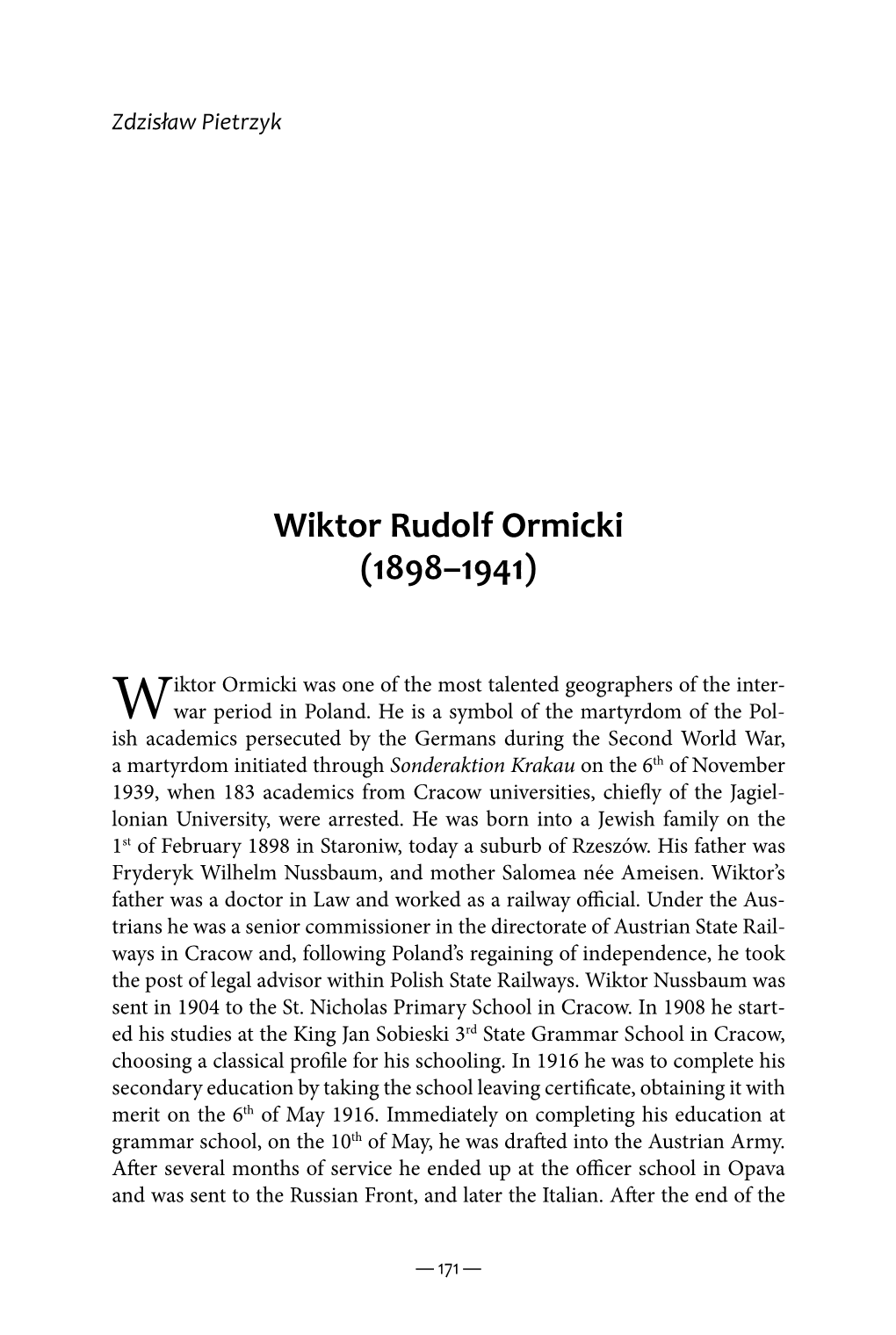 Wiktor Rudolf Ormicki (1898-1941)