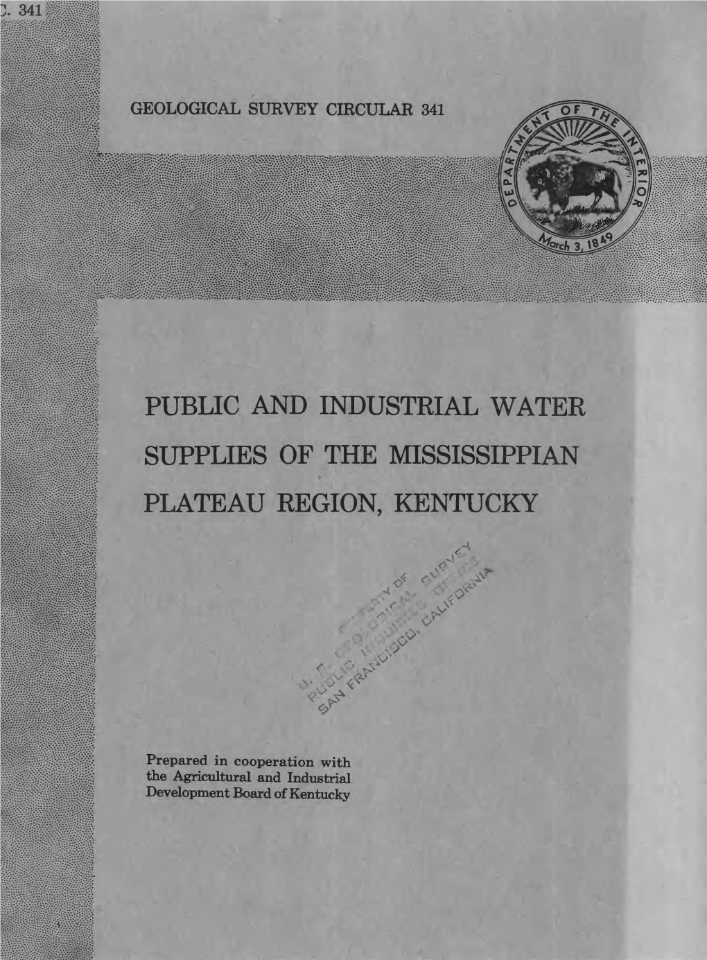 Public and Industrial Water Supplies of the Mississippian Plateau Region, Kentucky