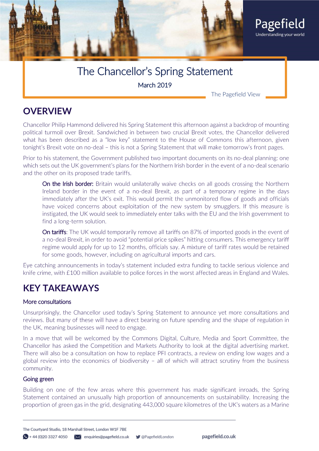 The Chancellor's Spring Statement