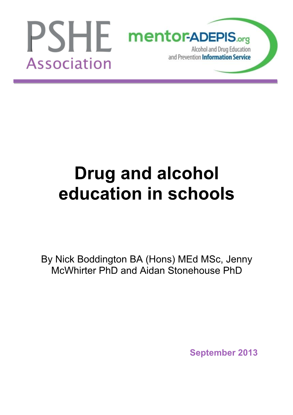 Drug and Alcohol Education in Schools