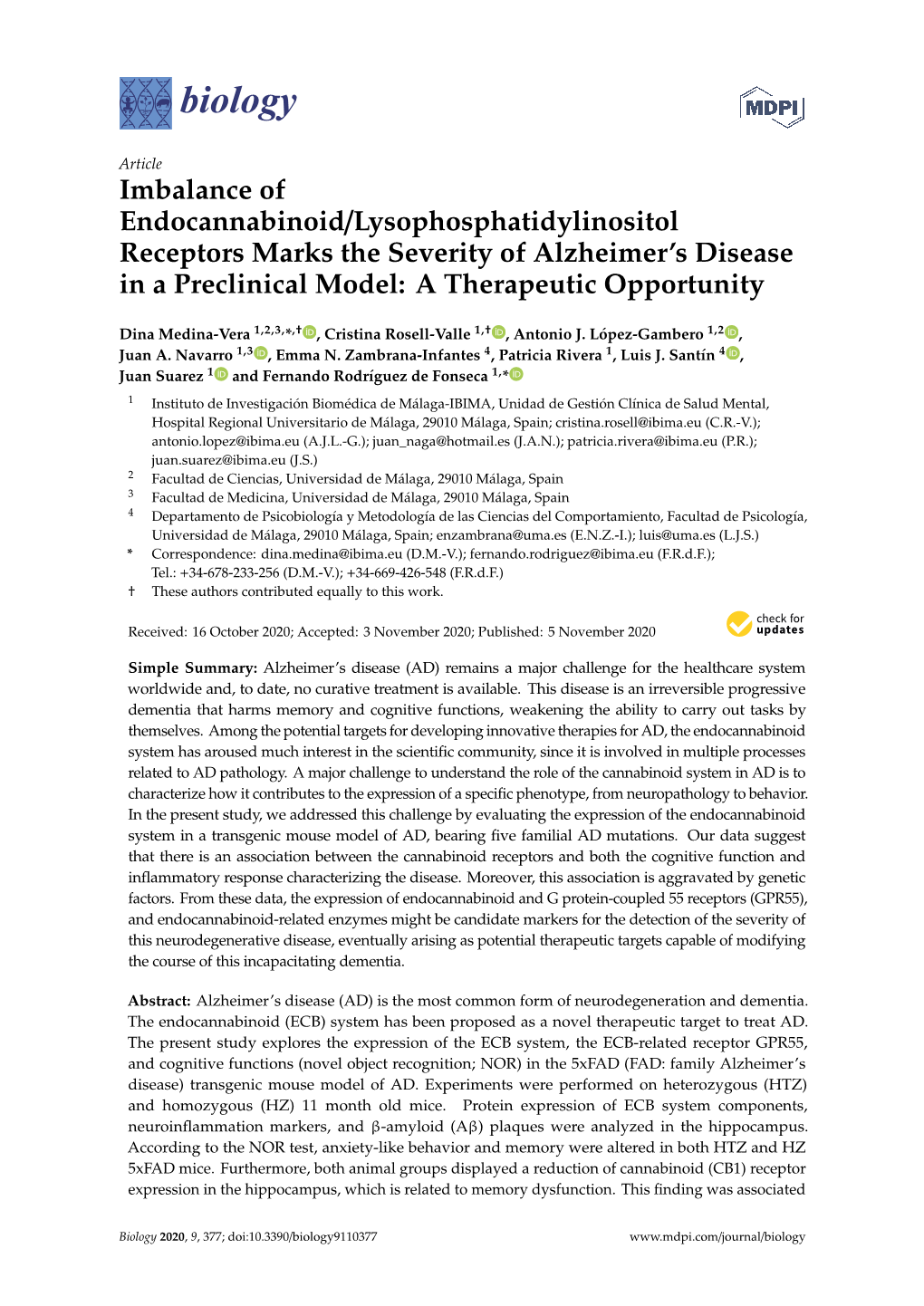 Imbalance of Endocannabinoid/Lysophosphatidylinositol Receptors Marks the Severity of Alzheimer’S Disease in a Preclinical Model: a Therapeutic Opportunity