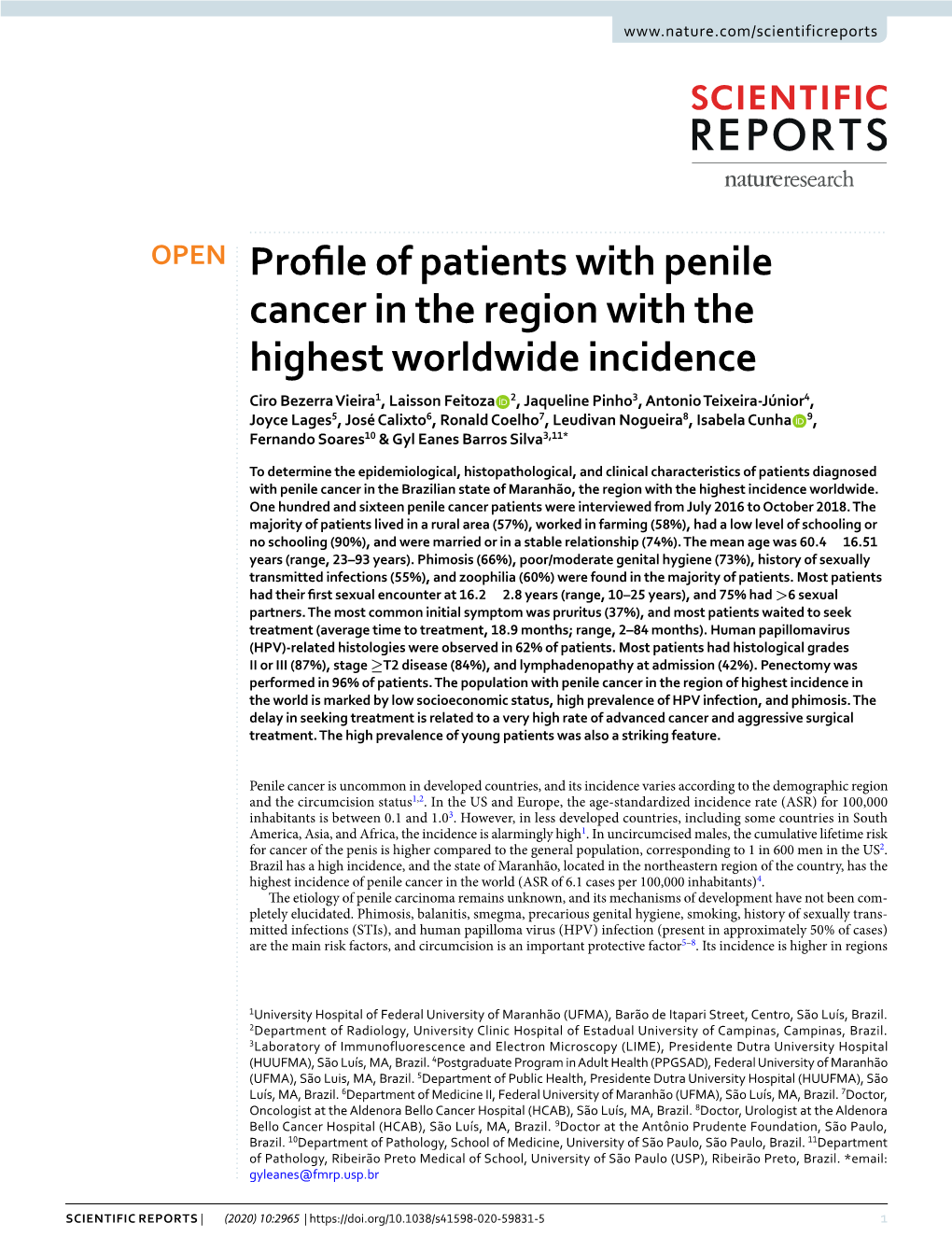 Profile of Patients with Penile Cancer in the Region with the Highest Worldwide Incidence