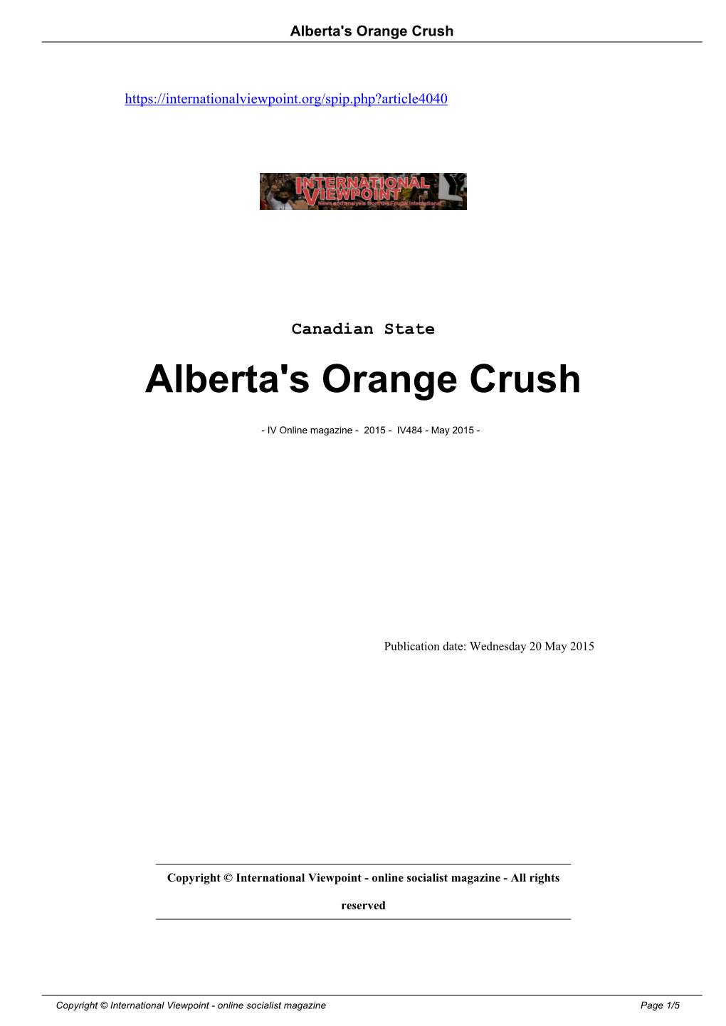 Alberta's Orange Crush