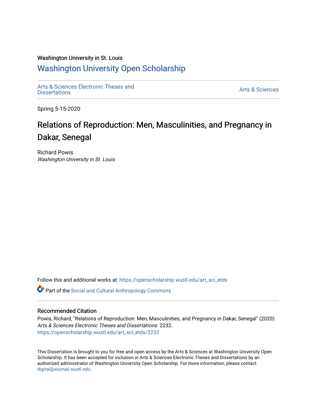 Men, Masculinities, and Pregnancy in Dakar, Senegal