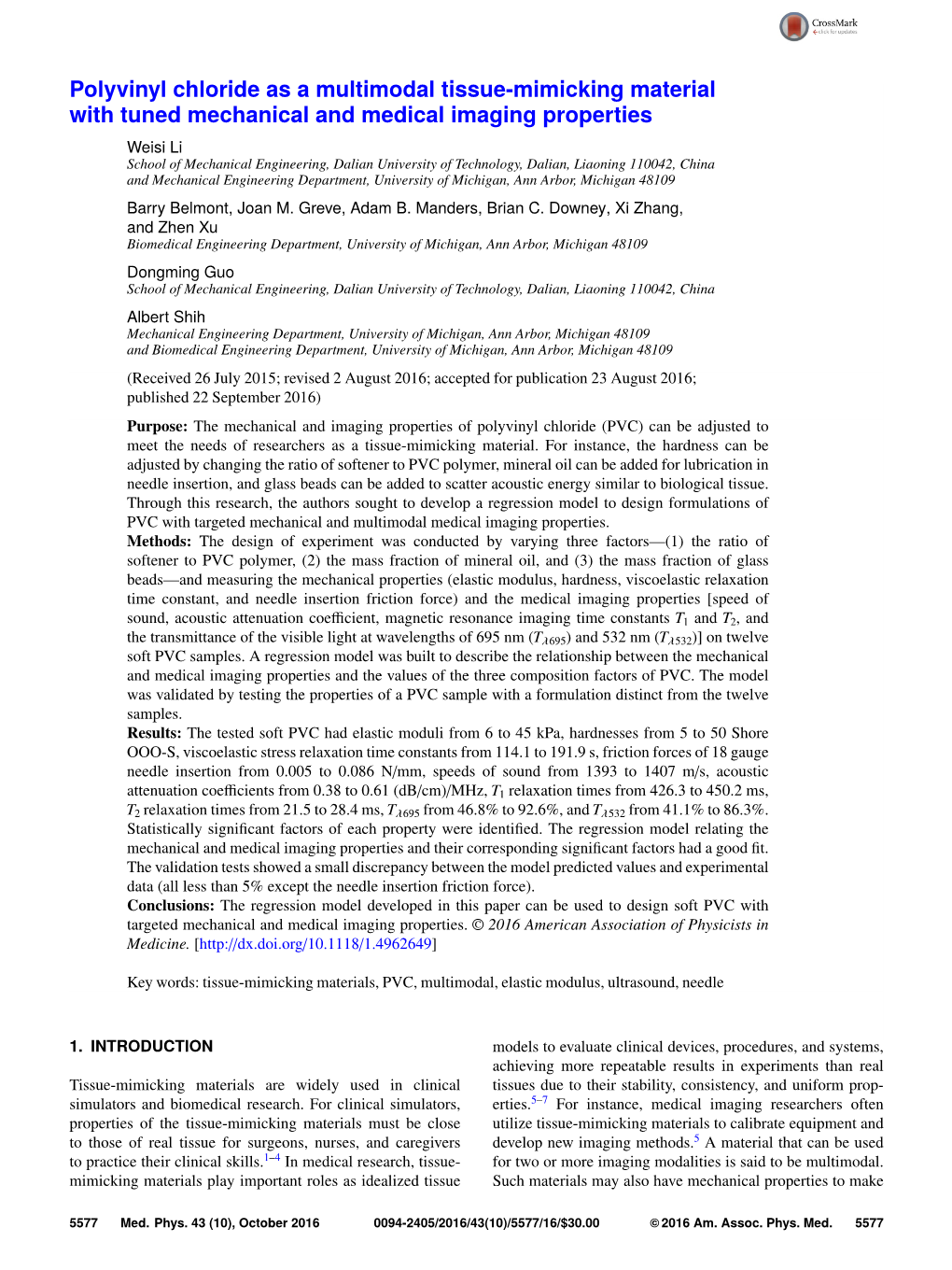 Polyvinyl Chloride As a Multimodal Tissue-Mimicking Material With