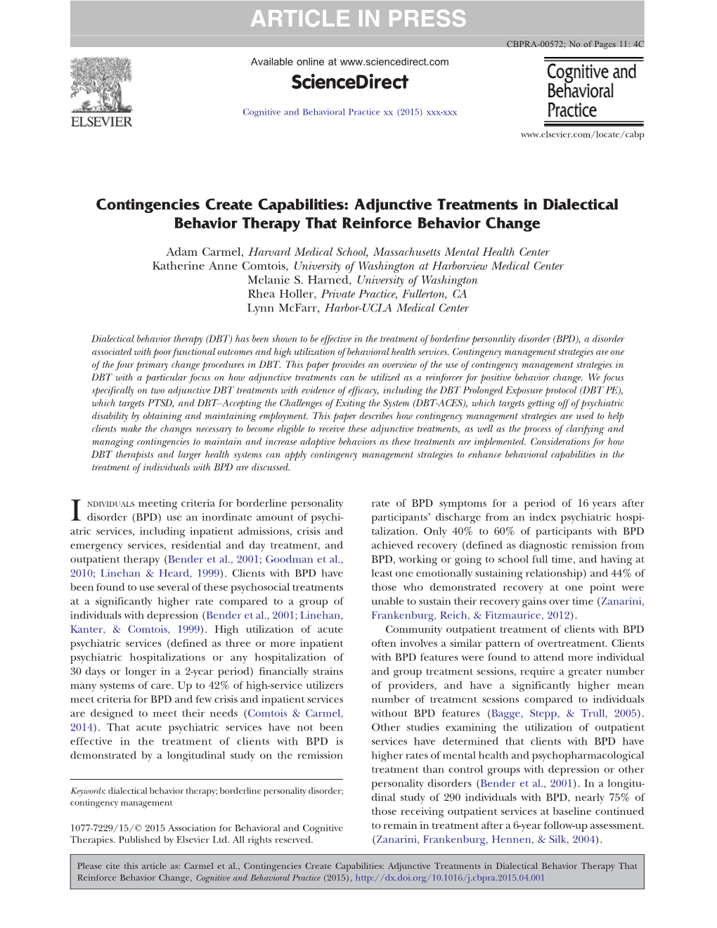 Adjunctive Treatments in Dialectical Behavior Therapy That Reinforce Behavior Change