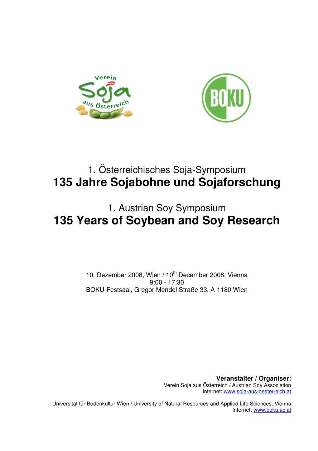 1. Österreichisches Soja-Symposium 135 Jahre Sojabohne Und Sojaforschung