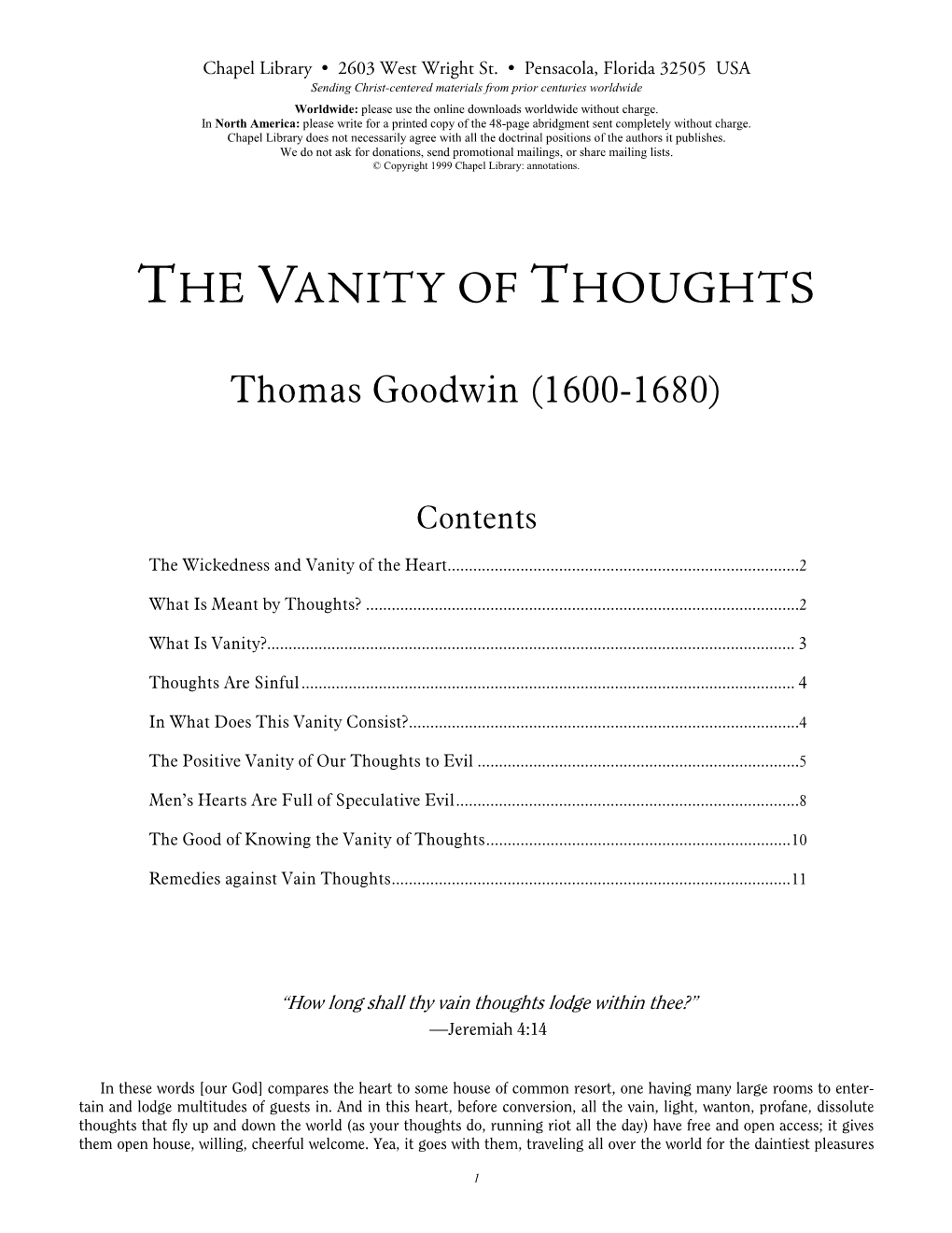 Vanity of Thoughts