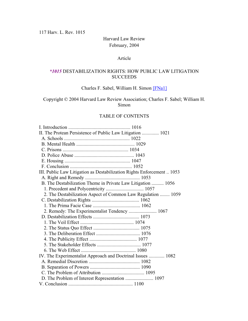 Destabilization Rights: How Public Law Litigation Succeeds