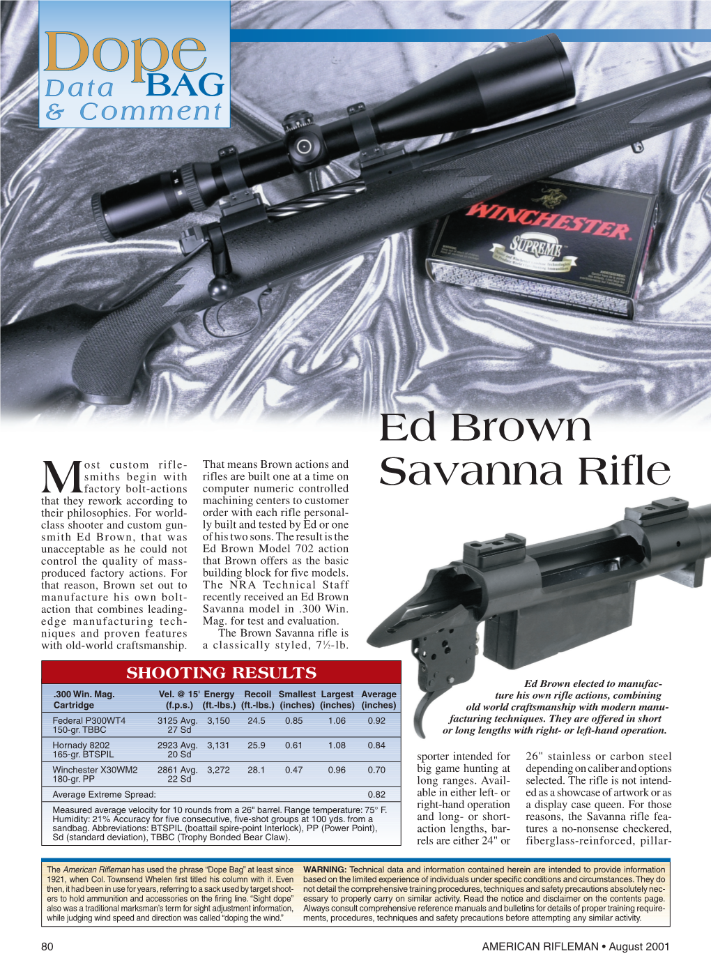 Download AR Dope Bag August 2001: Ed Brown Savanna Rifle