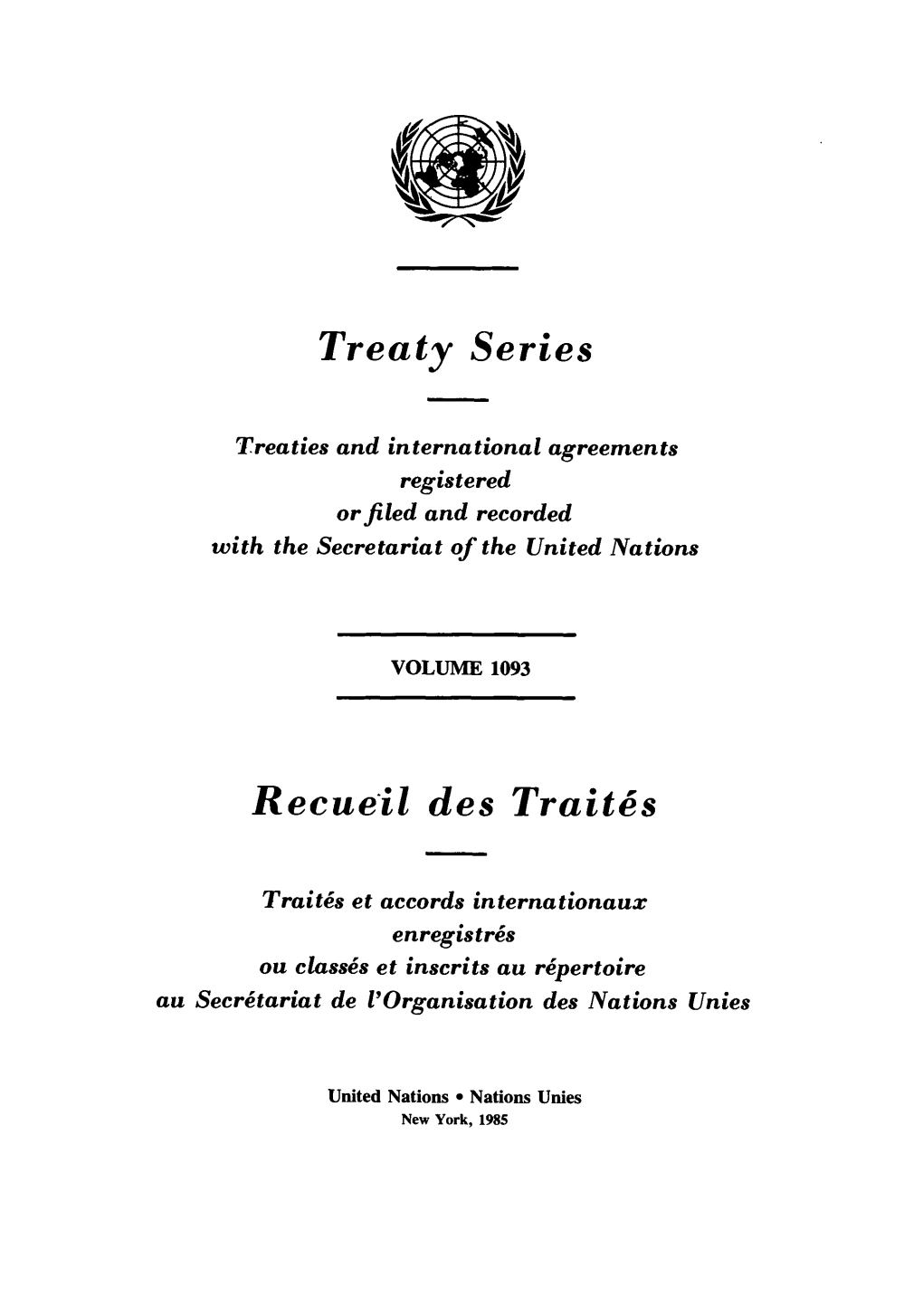 Treaty Series Recueil Des Traites