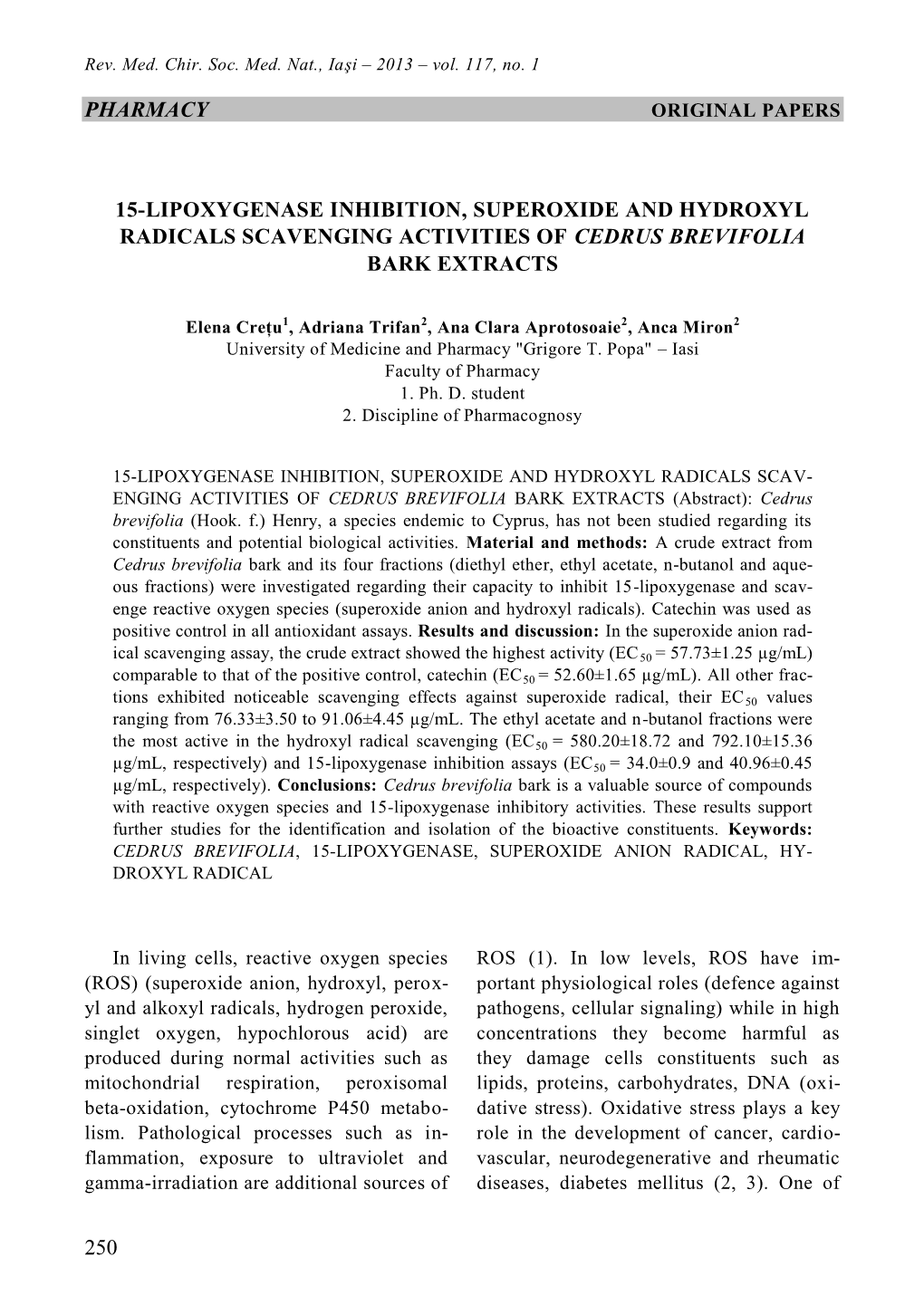 Pharmacy 250 15-Lipoxygenase Inhibition