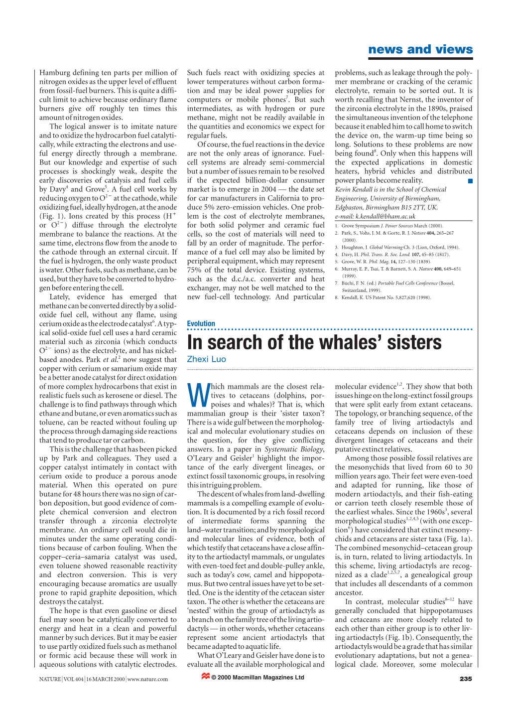 Zhexi Luo: in Search of the Whales' Sisters. Nature Vol