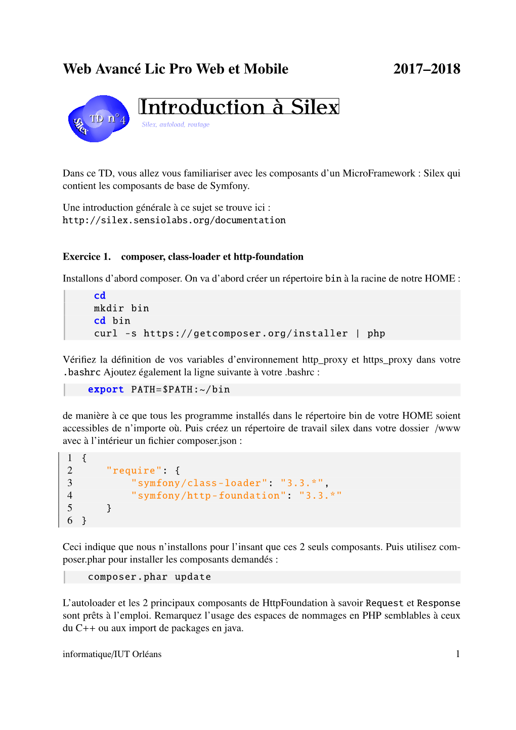 Introduction À Silex SS Td N  Iill Silex, Autoload, Routage Eexx